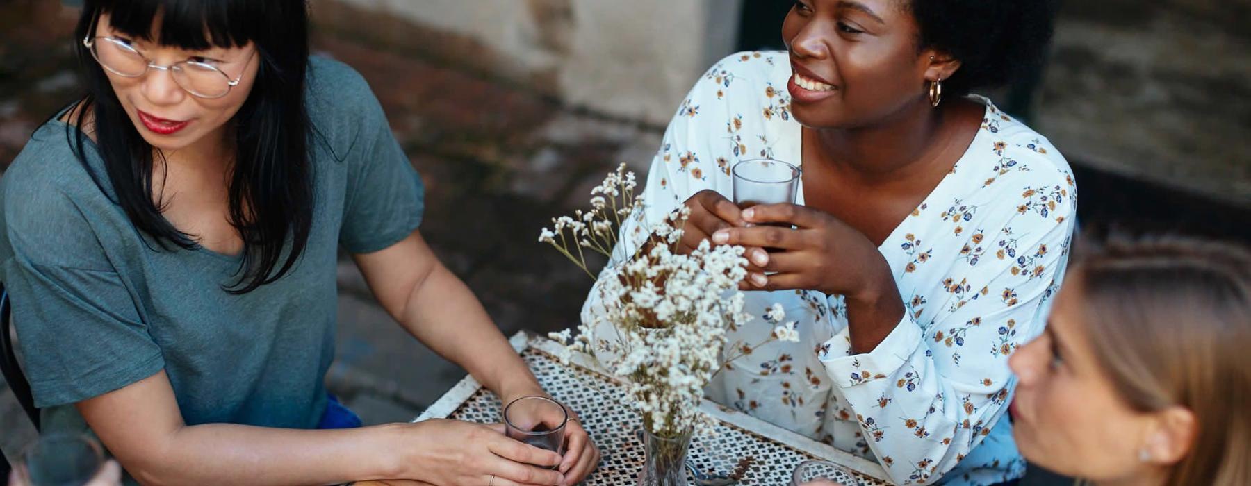 group of women having brunch at a neighborhood restaurant