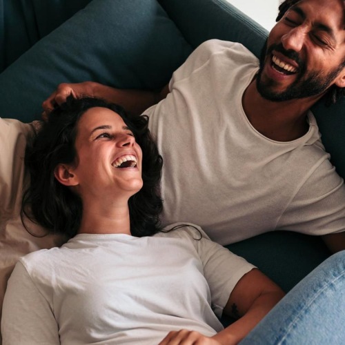 a man and woman laughing